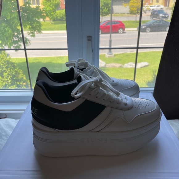 EMT 700 CELINE SNEAKERS WITH WEDGE OUTSOLE IN CALFSKIN OPTIC WHITE / BLACK - Picture 3 of 5